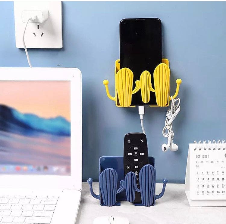 Wall Mounted Self Adhesive Cactus Shaped Charger Phone Bracket Holder, Wall Mounted Remote Control Storage Box, Mobile Phone Charging Stand Wall Mounted Self Adhesive Cactus Shaped Charger Phone Bracket Holder, Wall Mounted Remote Control Storage Box, Mobile Phone Charging Stand